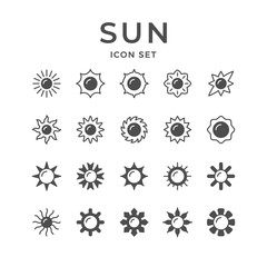 Set glyph icons of sun