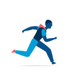 Fototapeta na wymiar Boy running isolated on white background vector illustration 