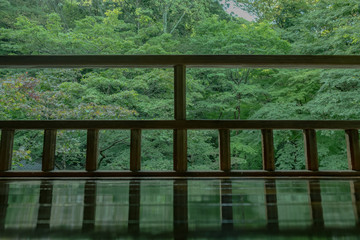 京都　瑠璃光院　日本庭園　紅葉　数寄屋造り　観光　写真素材　八瀬　お抹茶　お茶室　ライトアップ