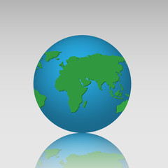 3D earth globe vector illustration. World planet reflex with grey background.