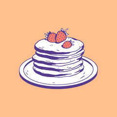 Pancakes. Hand drawn vector image.