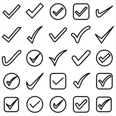 Set of check mark icon. symbol of check list, approval, or confirm with trendy flat style icon for web site design, logo, app, UI isolated on white background. Vector Illustration