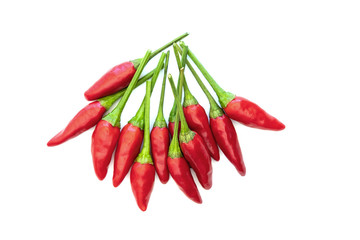 Red chilies displayed on white background