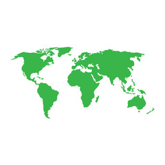 Fototapeta na wymiar World map vector flat design. Earth map illustration. Green planet on white background.