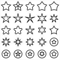 Set of star icon. black rating or favorite symbol with trendy flat outline style icon for web site design, logo, app, UI isolated on white background. Vector Illustration