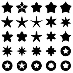 Set of star icon. black rating or favorite symbol with trendy flat outline style icon for web site design, logo, app, UI isolated on white background. Vector Illustration