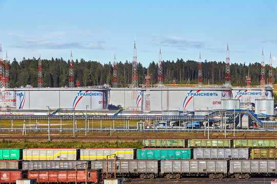Tank farm of Ust-Luga Oil Depot, St. Petersburg, Russia.