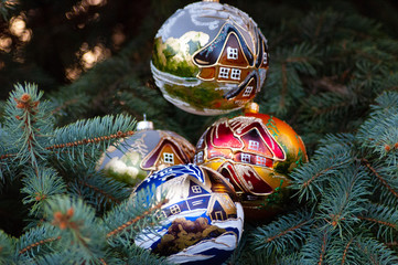 christmas ball on christmas tree