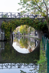 canal reflection at oude Gracht Utrecht. Autumn