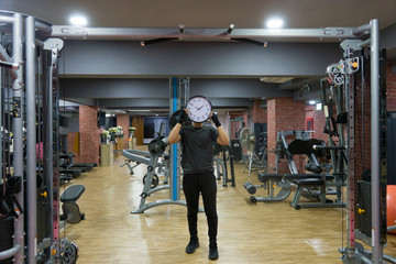 Clock head sportsman workout, sport time management 