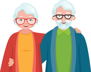 Fototapeta premium Vector illustration of a loving happy elderly couple