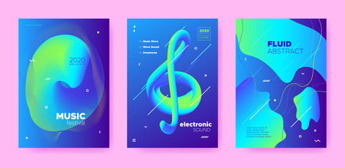 Electronic Festival. Dj Party. Blue Gradient 