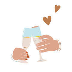 hands with wine glasses