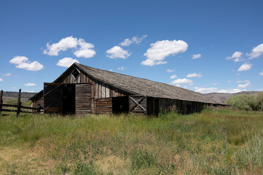 Long barn on Malheur National Wildlife Preserve near Frenchglen, Oregon. 