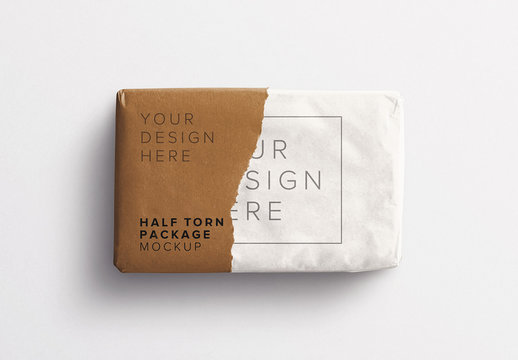 Gift with Half Torn Wrapping Mockup