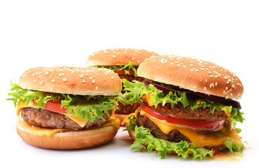 American hamburger on a white background