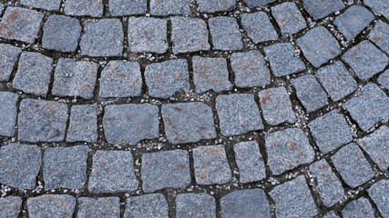 Background and texture of rustic pavement with littles stones. 