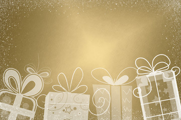 Weihnachten - Geschenke mit Schnee Frame gold Backdrop