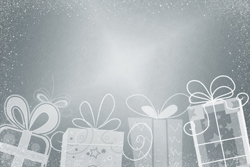 Weihnachten - Geschenke mit Schnee Frame silber Backdrop