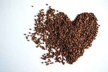 buckwheat heart isolated on white