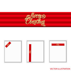 Set merry christmas banners. Bright vector illustration.