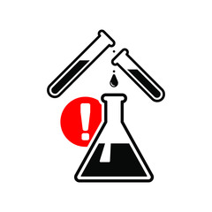 Icon hazardous substance in a test tube beaker, vector image