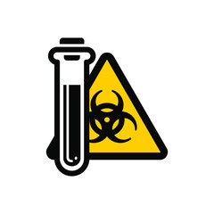 Icon hazardous substance in a test tube beaker, vector image