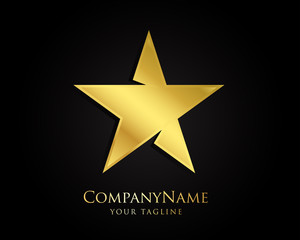 Gold Star Logo Designs Vector Template with Black Background