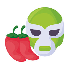 mexican fighter mask with chili peppers