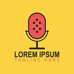 Microphone podcast logo design template. Modern microphone. Recorder logo	