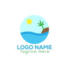 Island logo design template. Cannabis leaf logo	