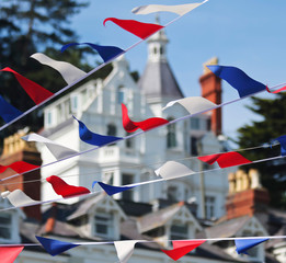 A Bunting of Red, White and Blue Fourth of July Flags