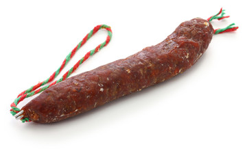chourico (chorizo) isolated on white background