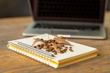laptop on table in a cafe