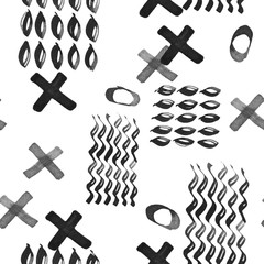 Seamless watercolor abstract pattern, black and white.