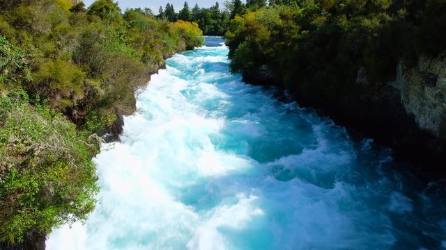 Seamless video of Huka Falls in the daytime, Taupo, New Zealand. 4K Video.