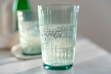 Sparkling Mineral Water in Clear Glasses