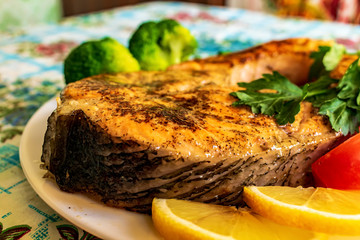 grilled salmon steak