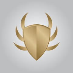 Golden Shield, Symbol shield, Vector luxury design 