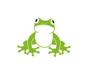 Green frog logo. Abstract frog on white background