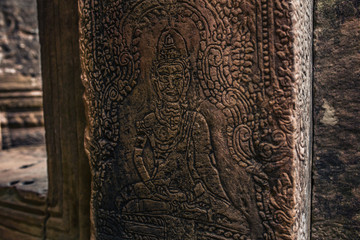 Cambodian Acient Murals and cave paintings on Agkor Wat temple walls