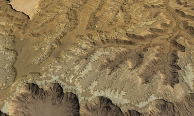 Desert terrain of Saudi Arabia from the height of the drone flight