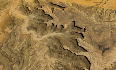 Desert terrain of Saudi Arabia from the height of the drone flight