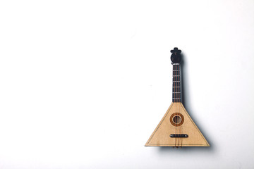 balalaika isolated on white background flat lay