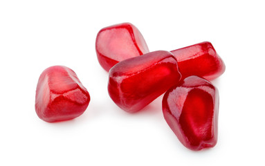 Pomegranate seeds isolated on white background