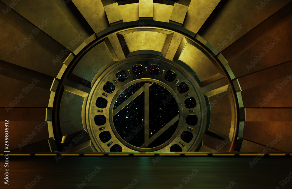Wall mural space environment, ready for comp of your characters.3d rendering