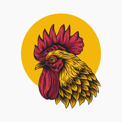 Rooster vector illustration logo - obrazy, fototapety, plakaty