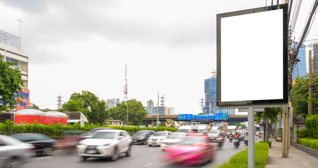 Blank billboard mock up information board on the street. Advertising concept