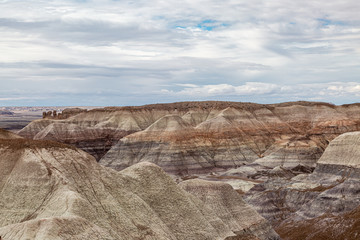 Looking out over colourful rock formations in The Painted Desert, Arizona