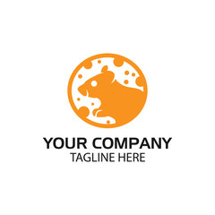 Orange Mouse logo, flat design. Vector Illustration on white background